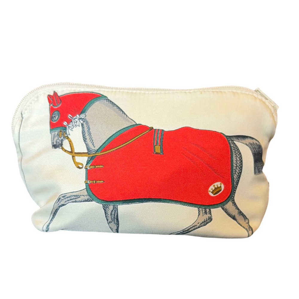 Couvertures et Tenues du Jour Ivory Multi Vintage Silk Scarf Beauty Bag