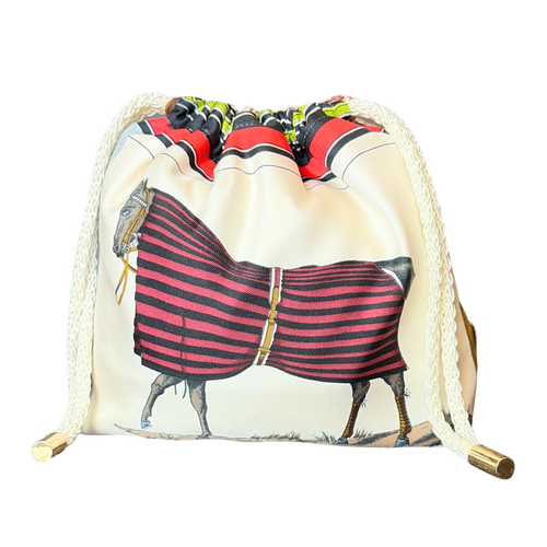 Couvertures et Tenues du Jour Ivory Vintage Silk Scarf Drawstring Crossbody Bag