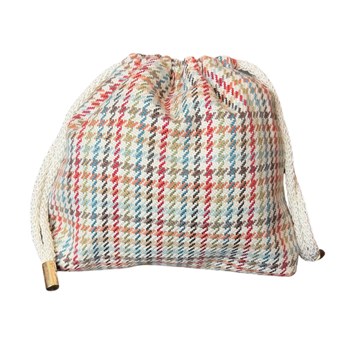 Couvertures et Tenues du Jour Ivory Vintage Silk Scarf Drawstring Crossbody Bag
