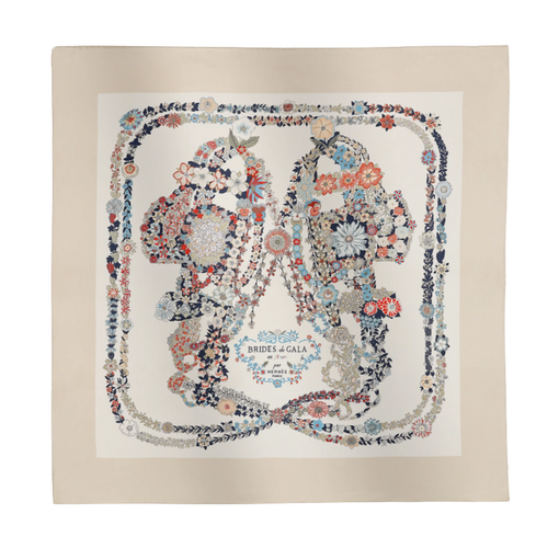 Brides de Gala en Fleurs Vintage Silk Scarf Lumbar Pillow 35"