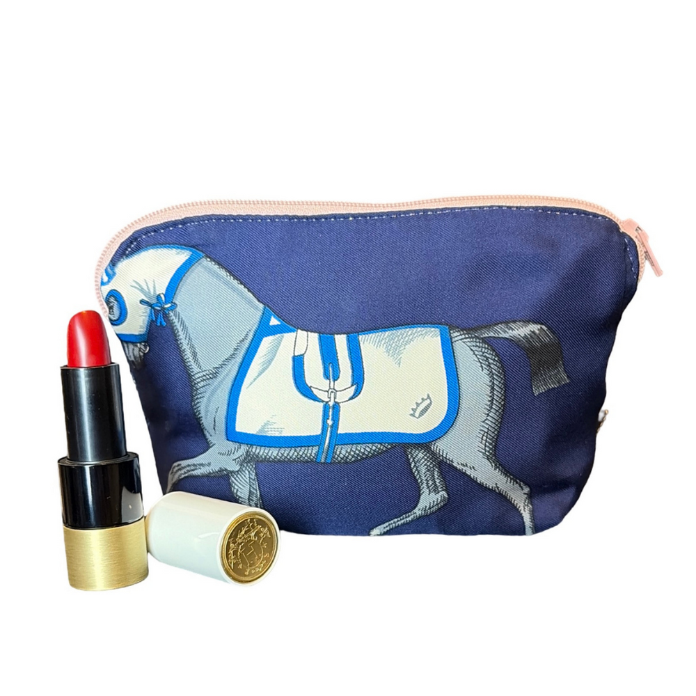 Couvertures et Tenues du Jour Blue Vintage Silk Scarf Beauty Bag