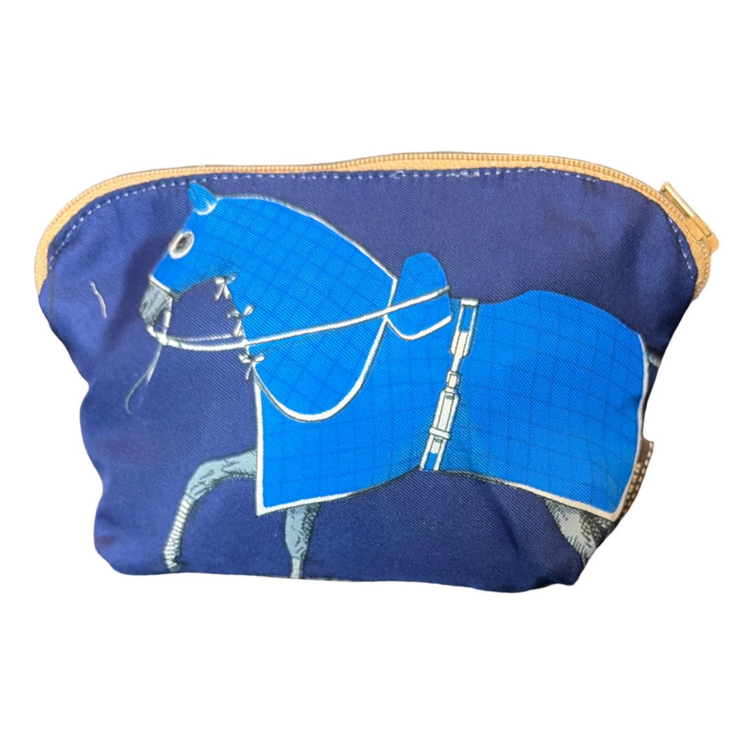 Couvertures et Tenues du Jour Blue Vintage Silk Scarf Beauty Bag