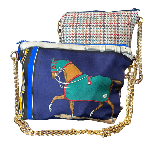 Couvertures et Tenues du Jour Blue Vintage Scarf Crossbody Bag