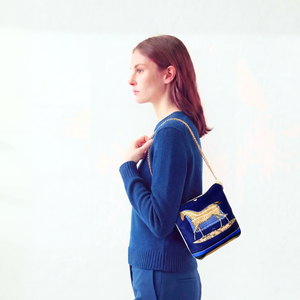 Couvertures et Tenues du Jour Blue Vintage Scarf Crossbody Bag