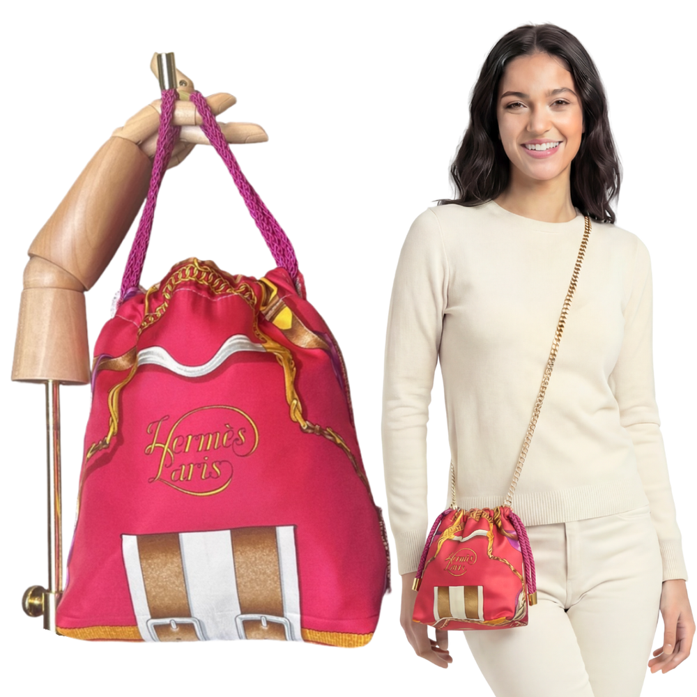 Grand Manege Vintage Scarf Drawstring Crossbody Bag