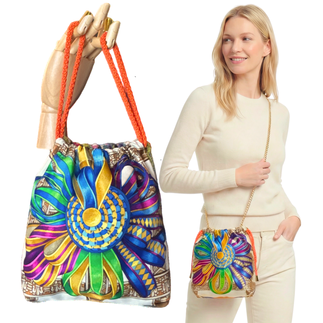 Rubans du Cheval Blanc Vintage Scarf Drawstring Crossbody Bag