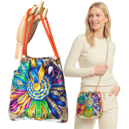 Rubans du Cheval Blanc Vintage Scarf Drawstring Crossbody Bag