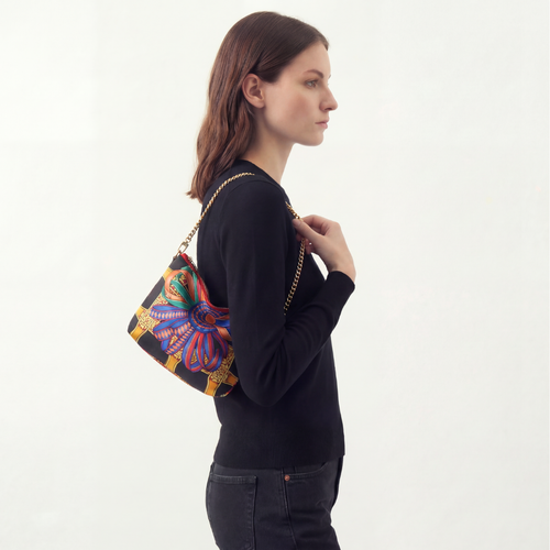 Rubans du Cheval Noir Vintage Silk Scarf Crossbody Bag