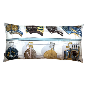 Tous en Selle Vintage Silk Scarf Lumbar Pillow 35"