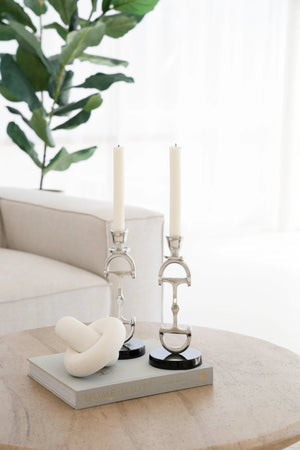 Huntley D Bit Pair of Candlesticks, Pair in Aluminum Silver Finish