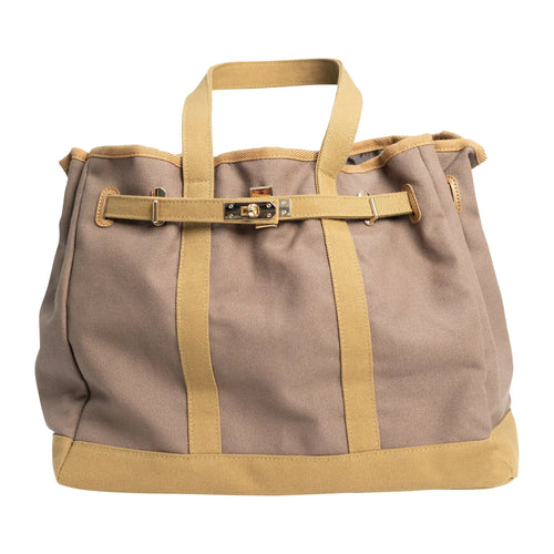 Huntley Equestrian Barkin Canvas Tote Bag with Gold Hardware, Tan
