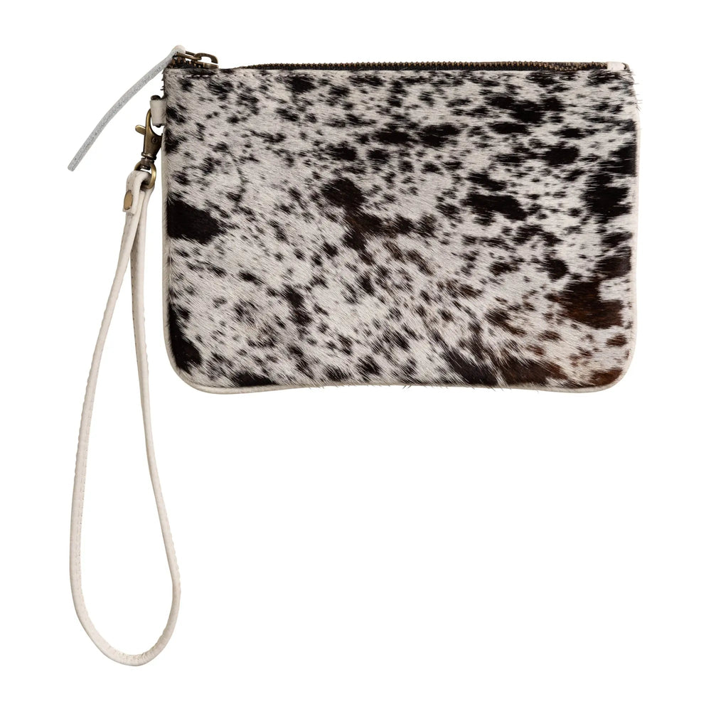 Huntley Equestrian Cowhide Wristlet Handbag Small with Zipper