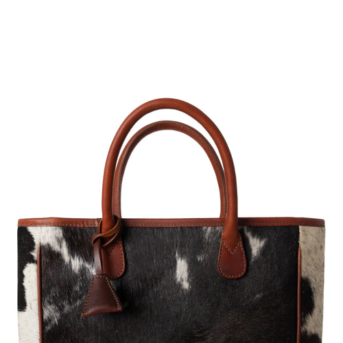Huntley Equestrian Hair On Hide Cow Leather Tote Handbag