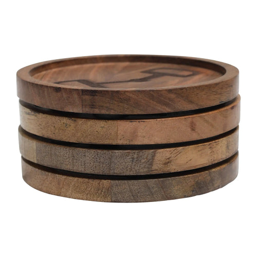 Huntley Equestrian Wooden Coasters with Decorative Bit Design, set of 4