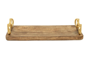Huntley Equestrian Wooden Rectangle Tray with Gold Bit Handles