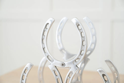 Huntley Horseshoe 3-Bottle Wine Rack, Aluminum Silver Finish