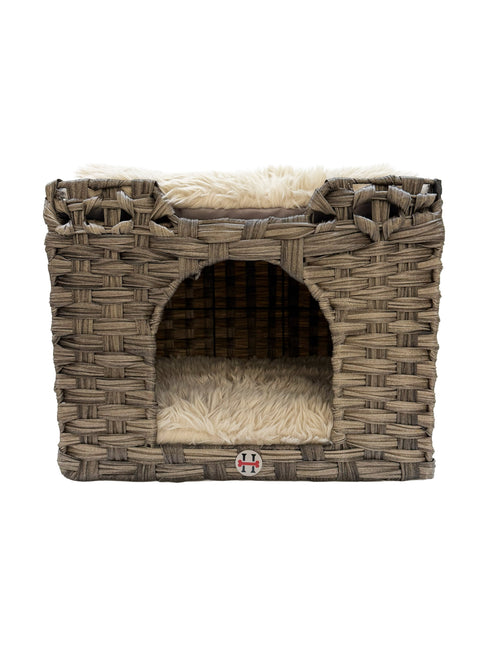 Huntley Pet Cat House, 2 Cushion Bed, Gray