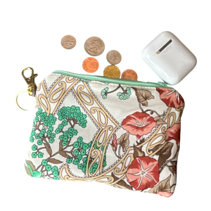 Garden Trellis Vintage Silk Scarf Coffee Run Keychain Bag
