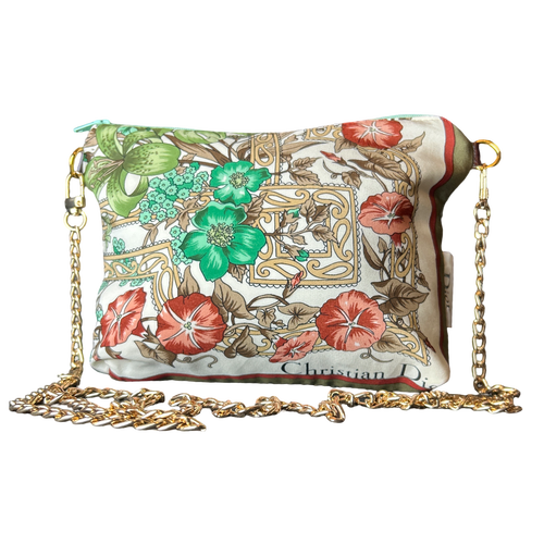 Garden Trellis Vintage Silk Scarf Crossbody Bag
