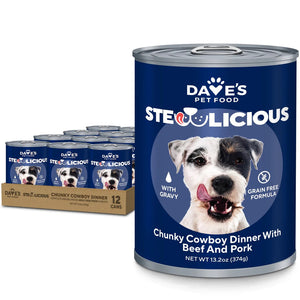 Dave's Stewlicious Cowboy Dinner w/ Beef & Pork Wet Dog Food (13.2oz)