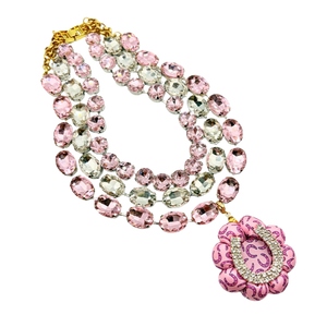 Horseshoe Vintage Silk Necktie Jewel Necklace