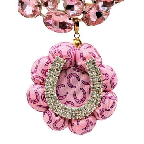 Horseshoe Vintage Silk Necktie Jewel Necklace