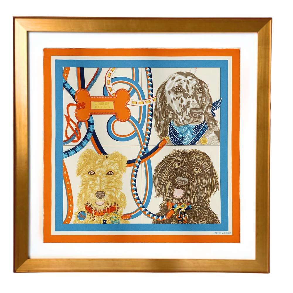 Jour de Casting Detail Framed Vintage Silk Scarf 24"