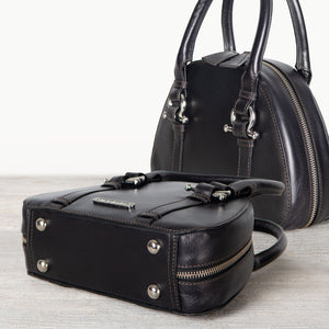 Kella - Horse Bit Vanity Luxury Leather handbag in Black
