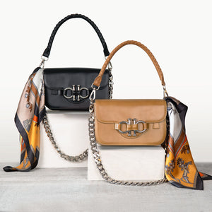 Lana - Horse Bit Crossbody Luxury Leather Bag in Caramel