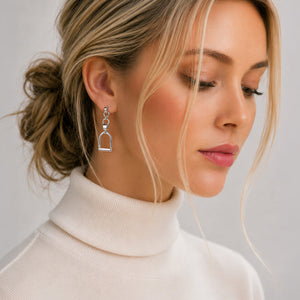 Langley - Equestrian Riding Stirrup Earring in Silver