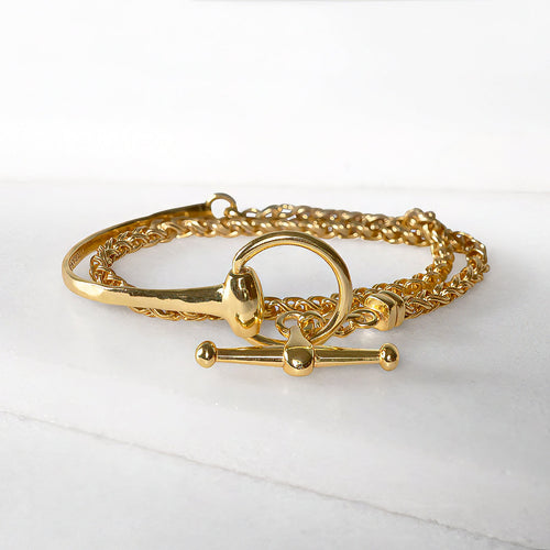 Odeza - Wrap Around Horse Bit Bracelet in Gold