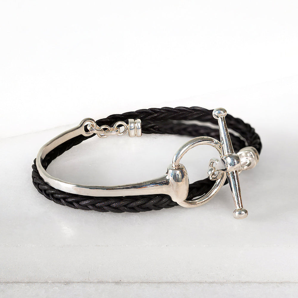 Odeza - Wrap Around Horse Bit Bracelet in Silver & Black