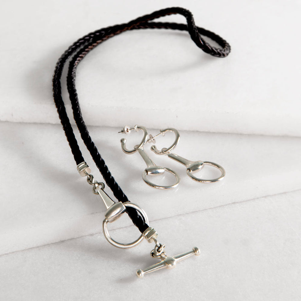 Odeza - Wrap Around Horse Bit Bracelet in Silver & Black