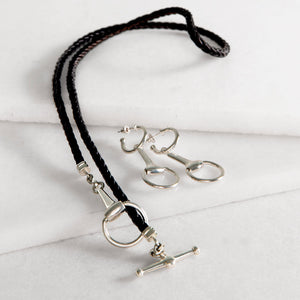 Odeza - Wrap Around Horse Bit Bracelet in Silver & Black