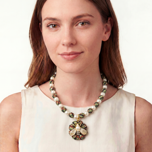 Belt Print Bumblebee Vintage Silk Necktie Necklace