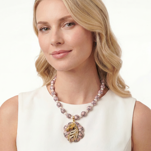 GG Rope Pink Stallion Vintage Silk Necktie Necklace
