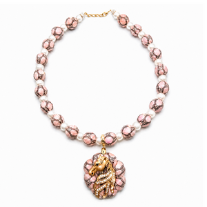 GG Rope Pink Stallion Vintage Silk Necktie Necklace