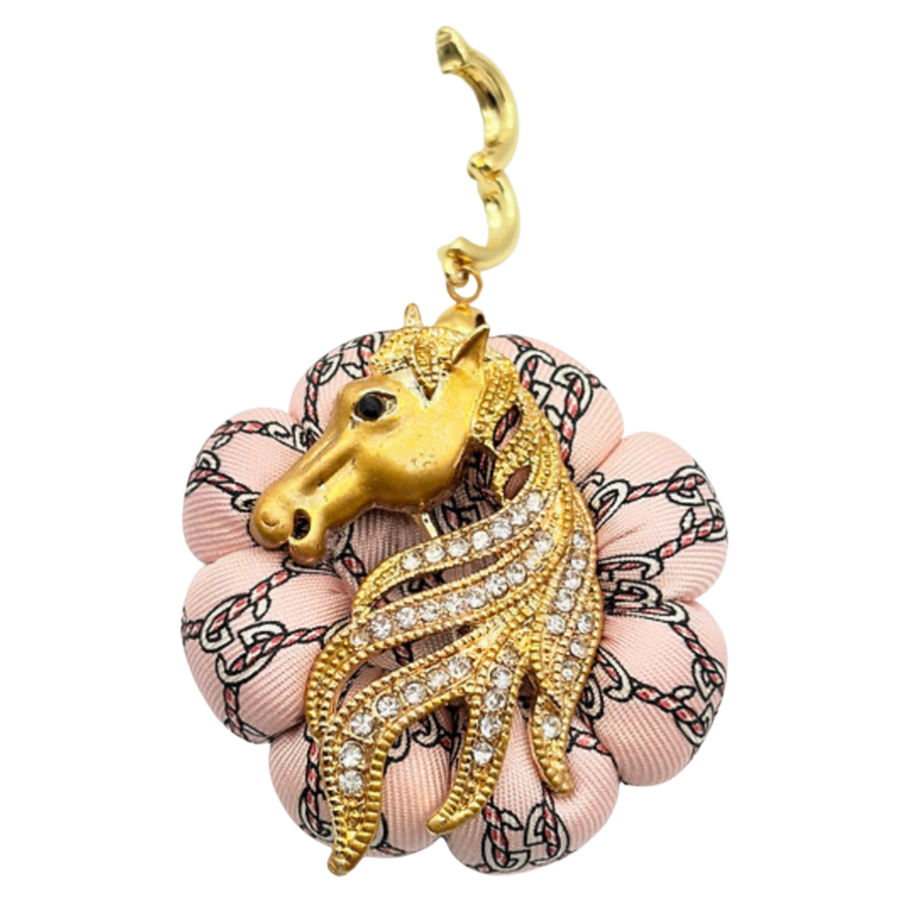 GG Rope Pink Stallion Vintage Silk Necktie Necklace
