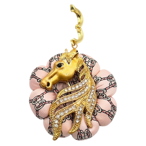 GG Rope Pink Stallion Vintage Silk Necktie Necklace