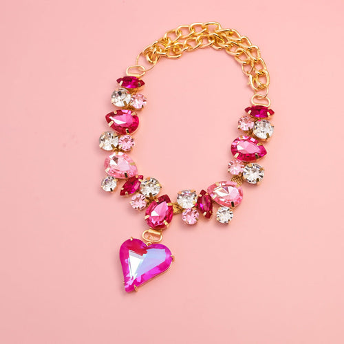 Crystal Heart Pet Necklace Dog accessories