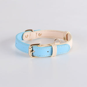 2-Tone Leather Dog Collar – Adjustable & Stylish Pet Walking Accessories