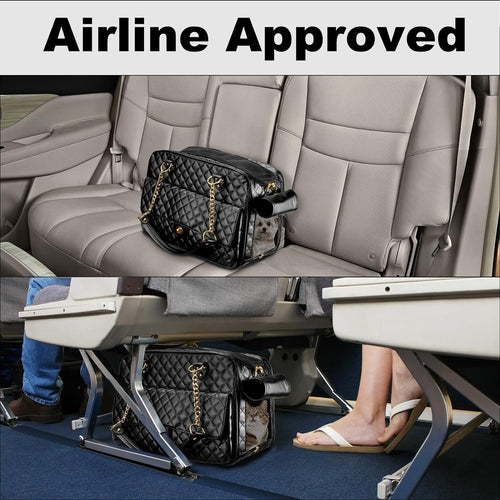 Luxury Quilted Dog Carrier Bag Purse Airline Approved Pet Travel Handbag