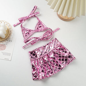 Mermaid Dog Bikini Set – Shiny Swimsuit with Skirt