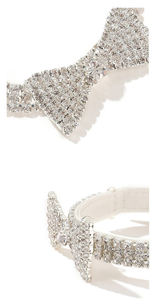 Crystal Bow Dressy Pet Collar for Dogs