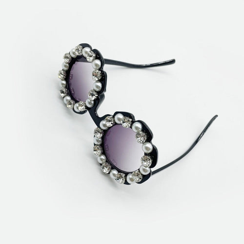 Pearl Rhinestone Flower Pet Sunglasses – Luxury Fashion Dog Glasses