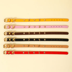 Star & Moon Studded PU Leather Dog Collar