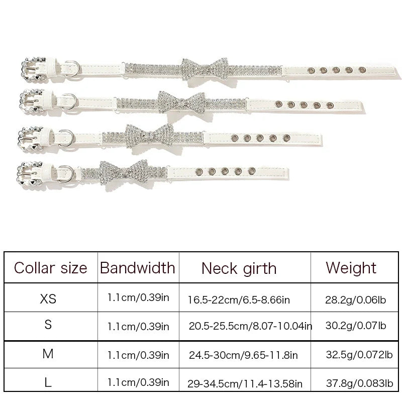 Crystal Bow Dressy Pet Collar for Dogs