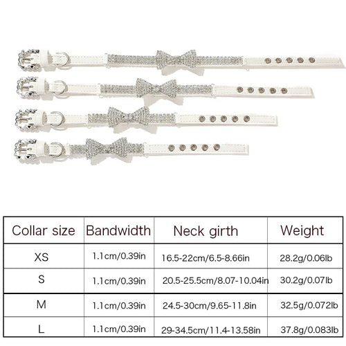 Crystal Bow Dressy Pet Collar for Dogs