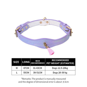 Iridescent Tassel Dog Collar – Adjustable Leather Collar for Medium to Large Dogs