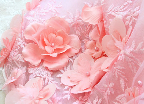 Blush Sakura Princess Dog Dress – Luxury Pink Floral Wedding Gown with Long Train